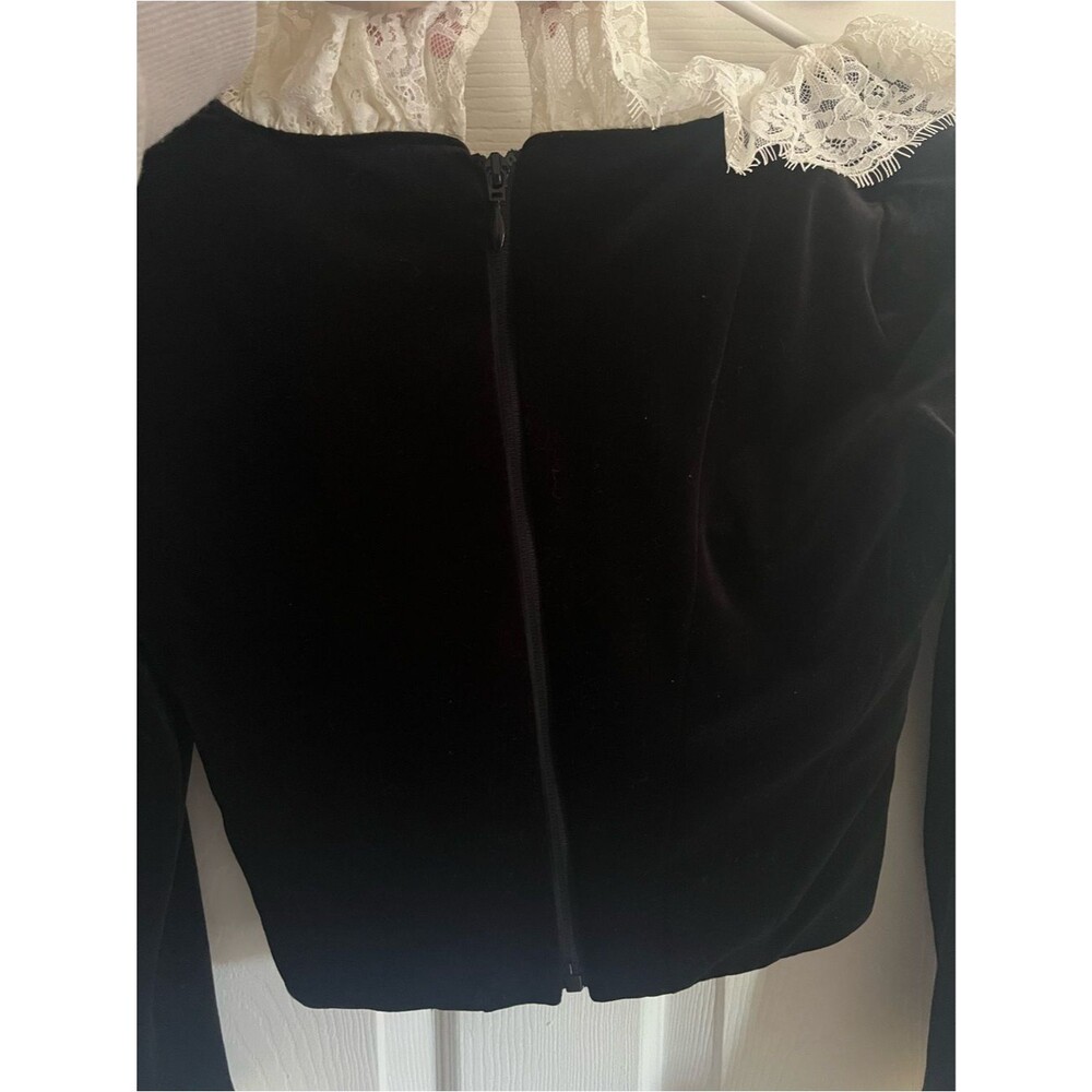 House of CB Top Black Velvet Jacinda Lace Ruffle Long Sleeve Corset size XS - Picture 8 of 10
